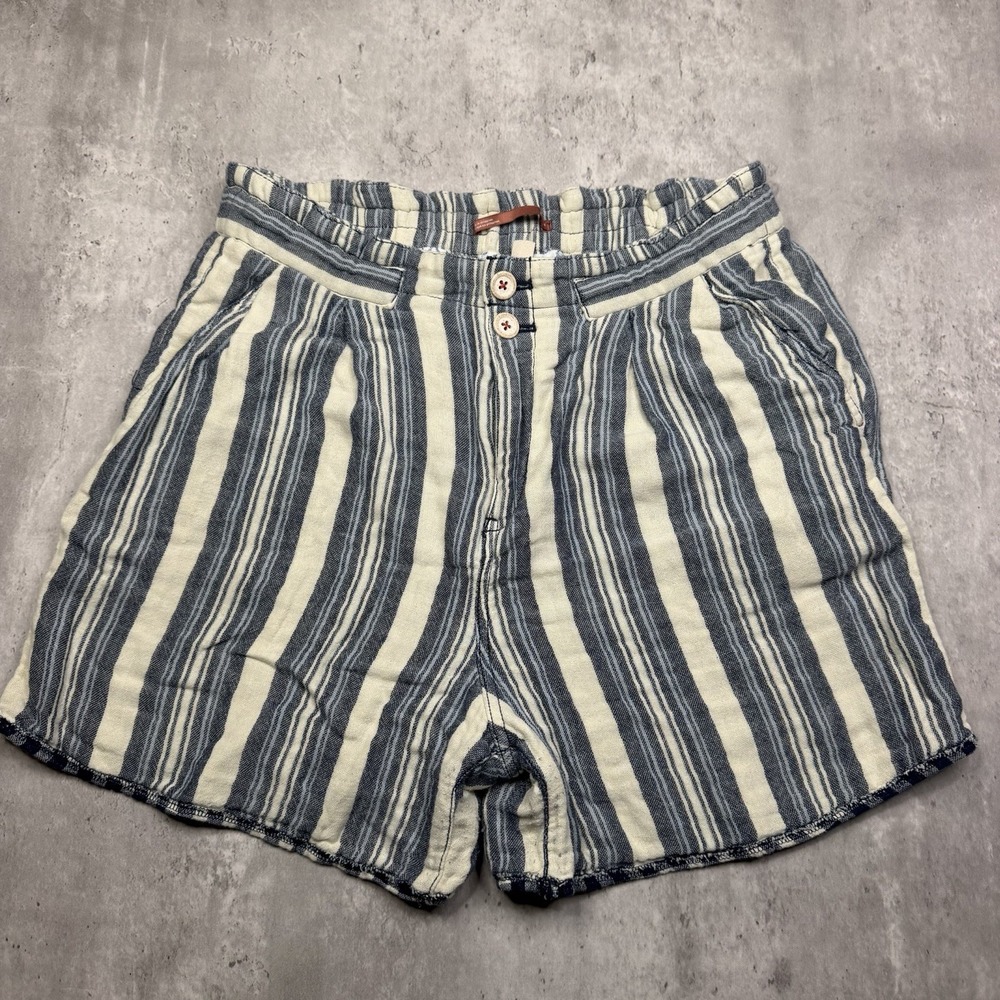 Anthropologie Pilcro Everyday Striped Shorts 29P Blue Motif Checked Paperbag